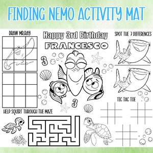 Finding Nemo Coloring Activity Mat, Finding Nemo Coloring Pages, Finding Dory Coloring Activity Mat, Finding Dory Coloring Pages