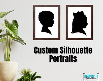 Custom Silhouette Portraits | Printable Kid Silhouette Portrait | Digital