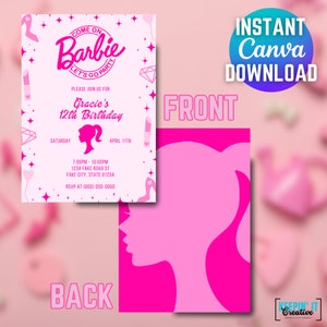 Come On Let's Go Party Birthday Invite | Pink Barb Doll Invite