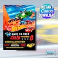 Editable Hot Cars Birthday Invitation / Race Cars Invitation Style 2