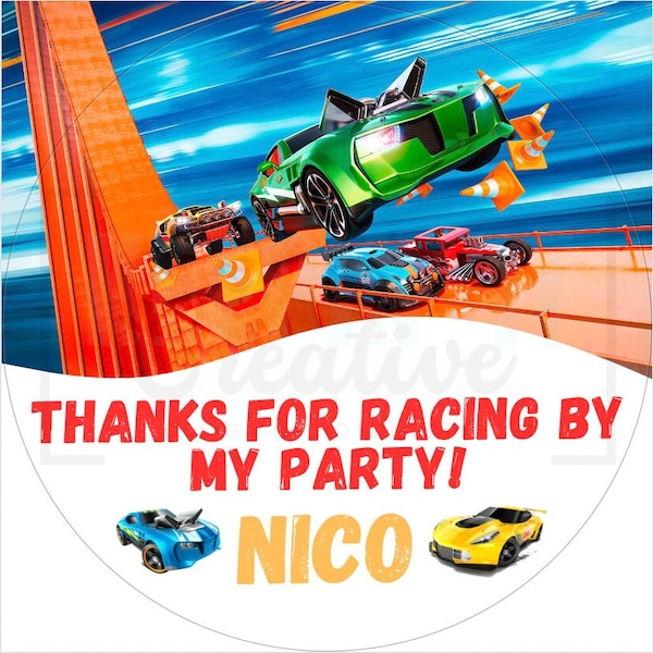Hot Cars Birthday Sticker Design / Race Cars Sticker Style 2
