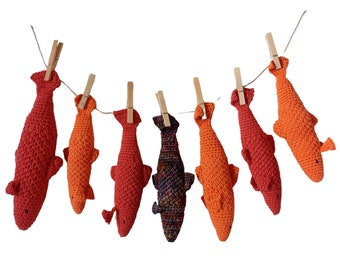 Crocheted salmon toy