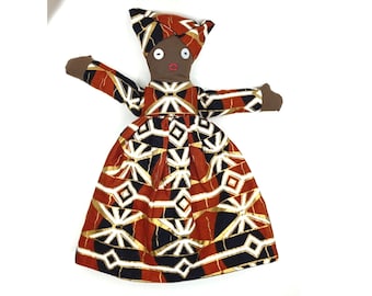 African print Topsy-Turvy two dolls in one