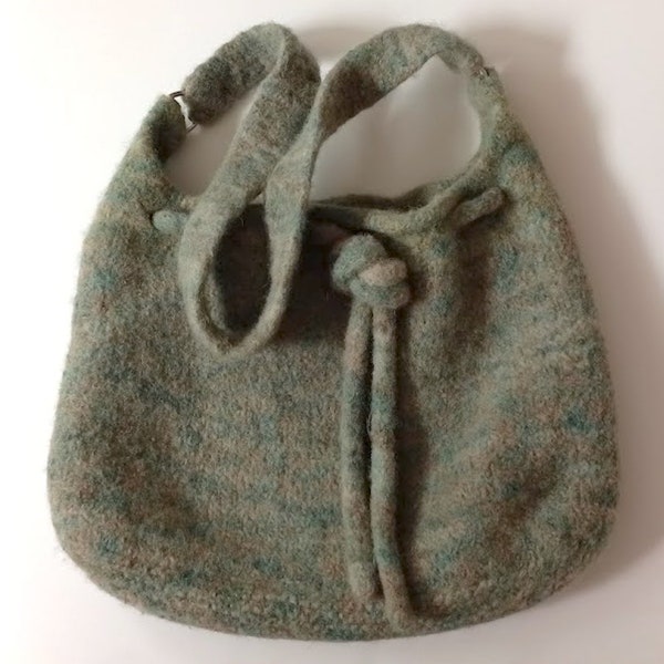 Felted hand knit multicolor bag