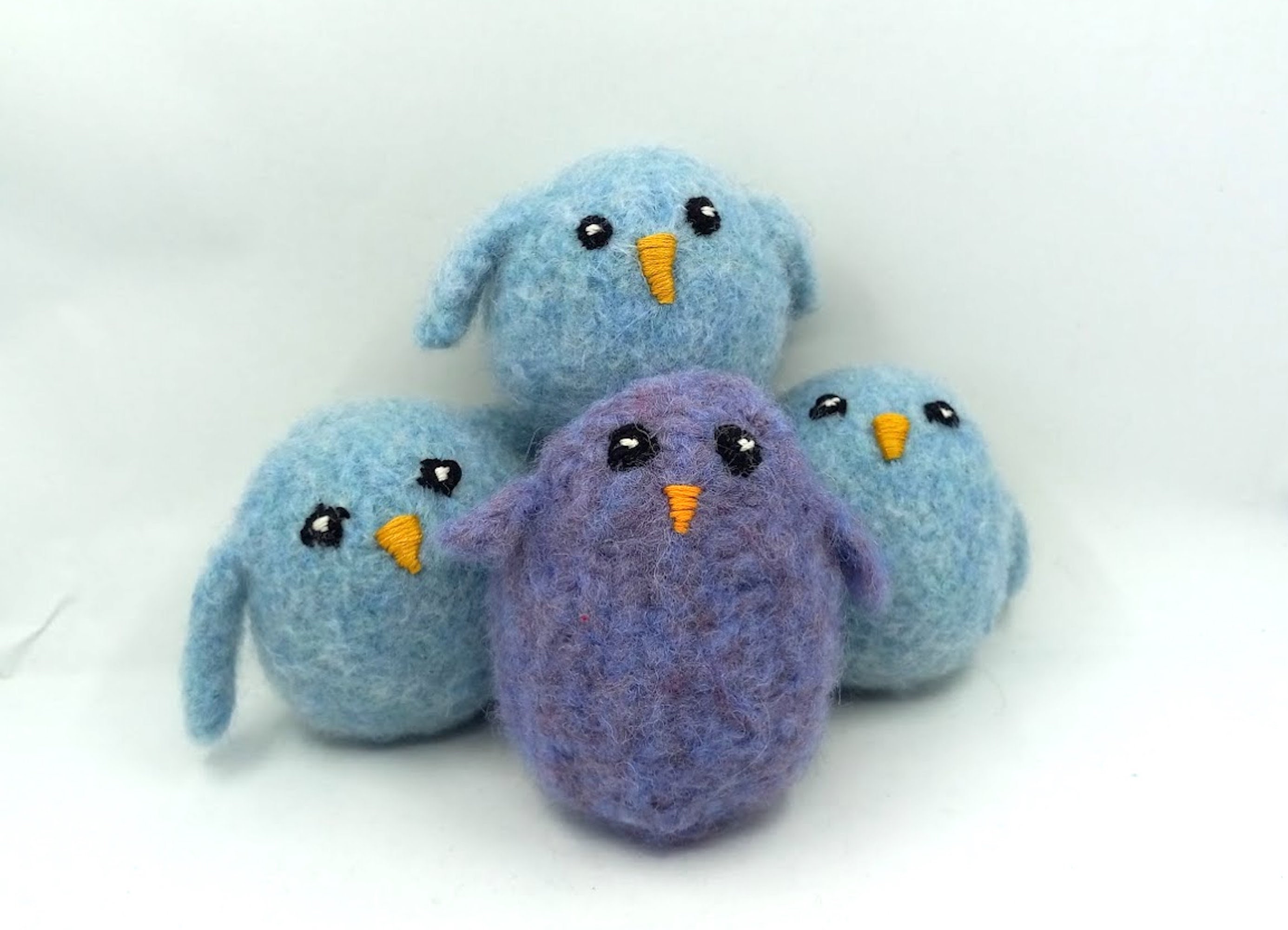 Purple or aqua felted owlet toy, handmade owl stuffed animal