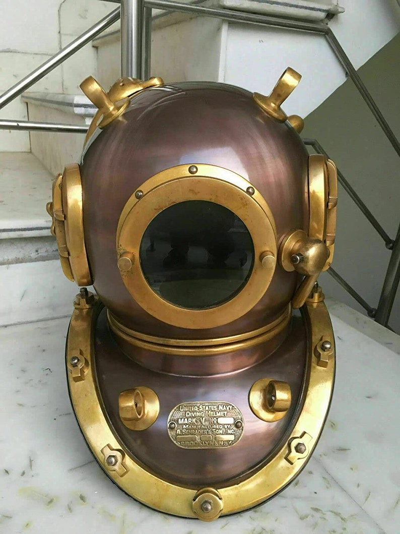 US Navy Mark V Model Diving Helmet Deep Sea Boston Brass Divers Helmet