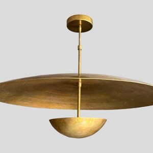 3 Light Brass Ceiling Flush Mount Pendant Light Fixture. Mid Century Style Ceiling Chandelier