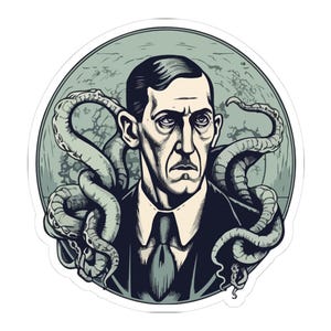 H.P. Lovecraft Horror Sticker – Gothic Literature Sticker, Cosmic Horror Vinyl Decal, Dark Academia Gift for Readers & Classic Horror Fans