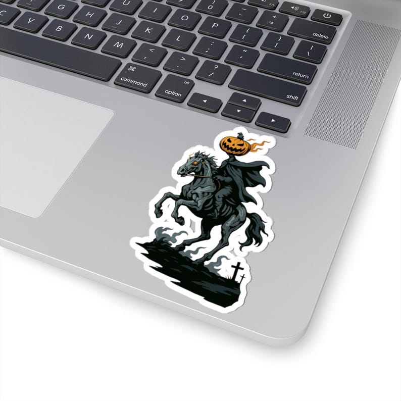Headless Horseman Halloween Sticker – Spooky Pumpkin Rider Vinyl Decal ...