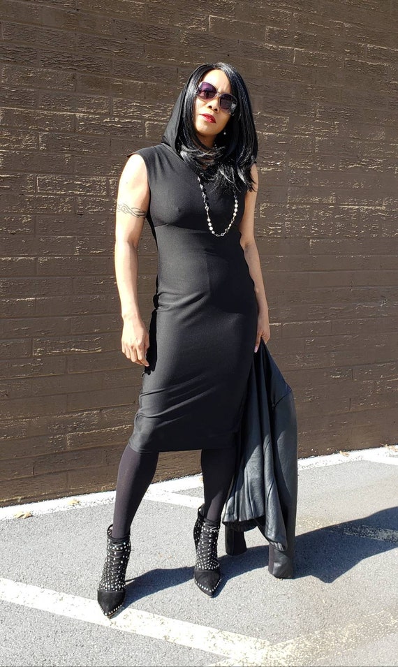 Black Hooded Bodycon Dress - Etsy