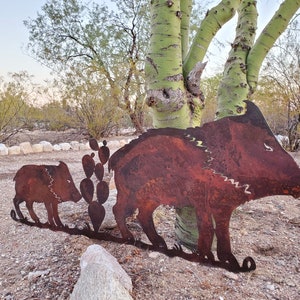 Metal Javelina wall art / southwest desert / yard art / fence art / Garden decor / metal art / home decoration / peccaries