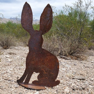 Metal Jackrabbit Sculpture / 22 Inch Life-sized / Southwest Desert ...