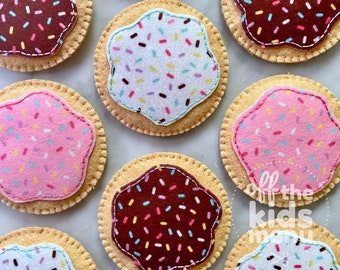 Felt Sprinkle Cookies, Pink/Brown/White, Felt Food for Play Kitchen, Imaginary Play, Foodie Gift