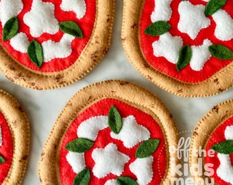 Felt Margherita Pizza, Felt Food, Handmade Italian Food Toy for Play Kitchen, Imaginary Play