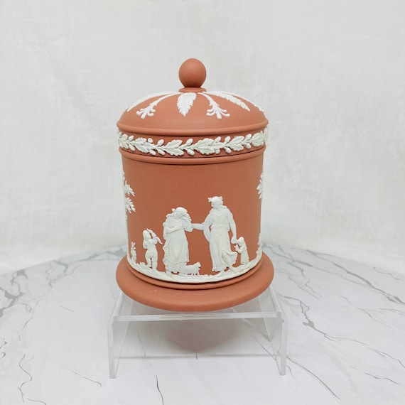 Wedgwood Jasperware Terra Cotta Lidded Jar/ Tobacco Jar, Box, Rare, Mint  Condition