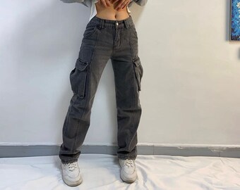 Streetwear Cargos Y2K Streetwear Vintage Baggy Cargos Women's Wide Leg Cargo Pants Streetwear Casual
