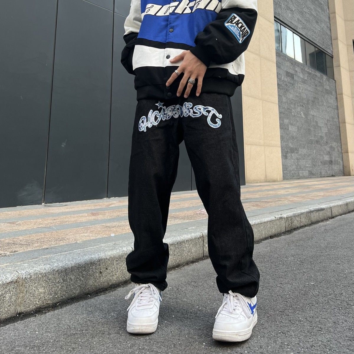 サイバー y2k テック デザイン グレー ナイロンパンツ