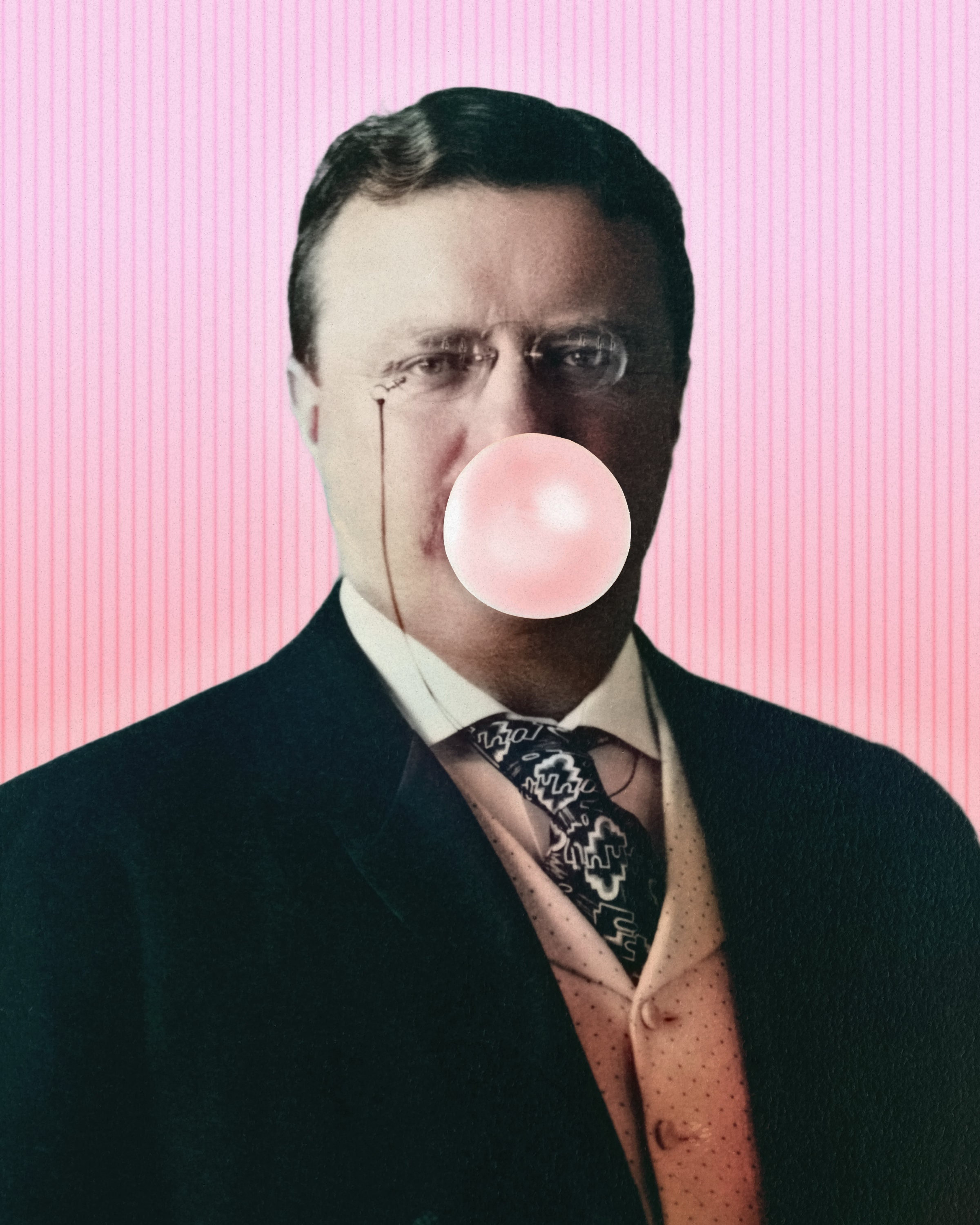 President Theodore Roosevelt Bubble Gum Pop Art,whimsical Altered