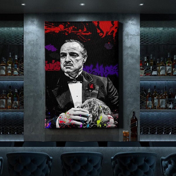 Don Vito Leinwandbild Pate Godfather Graffiti XXL Bild - hochwertige Kunst - S10052 - Hochformat