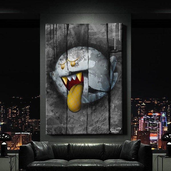 Leinwandbild Geist Zunge Boo Super Mario XXL - hochwertige Kunst - S10126-Hochformat