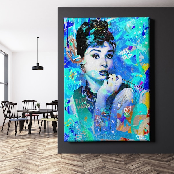 Leinwandbild Audrey Hepburn  Wohnzimmerbild XXL -  hochwertige Kunst - S10184 - Hochformat