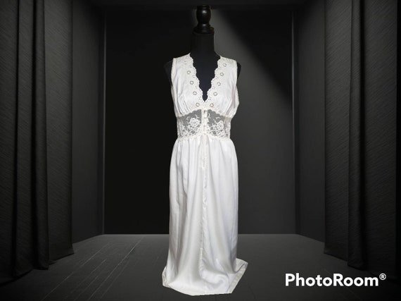 Vintage Bert Yelin For Iris Nightgown Satin Lace … - image 1