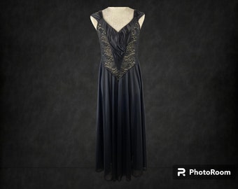 Vintage *RARE* Olga 92050 Nightgown Gown Full Sweep Nylon Lace Top Sz M Black