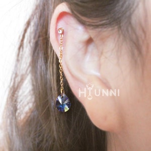 20g, 16g Tear Drop dangle cartilage ear stud Helix earring 316l surgical steel Cartilage earring, Flat back Labret bar, HiUnni Handmade, 1pc