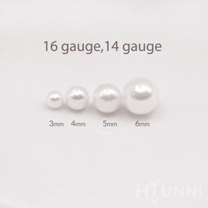 16gauge 14gauge Pearl replacement ball ends, 3mm 4mm 5mm 6mm pearl, Piercing parts