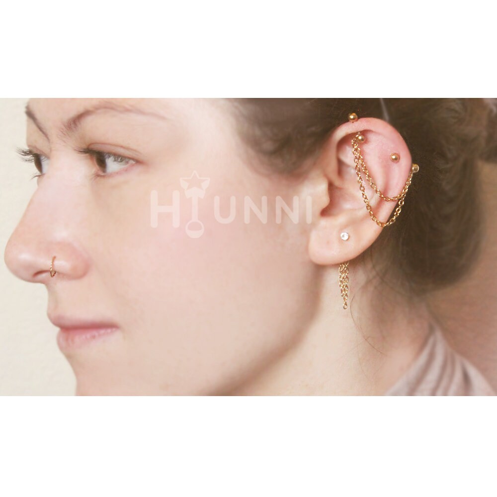 Lot 5 Piercings Piercings Industriels AceFun - Boucles D'Oreilles Cartilage 14G/16G - Chaîne Double Hélix - Argent Et Or Rose - Lot De 5 Bijou Piercing Corps Lot 5 Piercings Piercings Industriels AceFun - Boucles D'Oreilles Cartilage 14G/16G - Chaîne Double Hélix - Argent Et Or Rose - Lot De 5 Bijou Piercing Corps