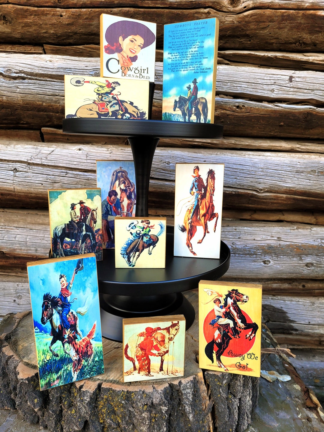 Western Home Decor Vintage Cowboy Decor Western Tiered Tray Decor