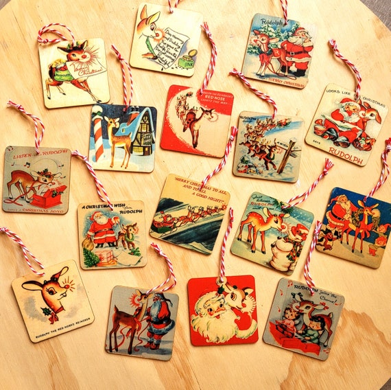 Vintage Style Rudolph Christmas ornaments- handmade ornaments- vintage Christmas decor