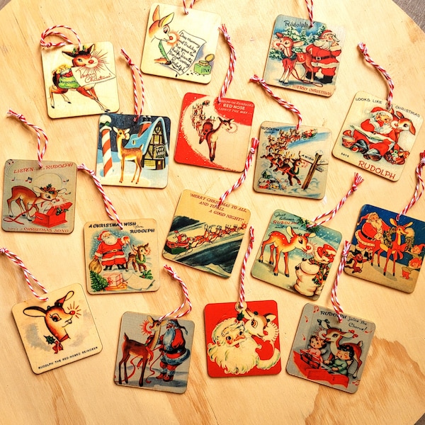 Vintage Style Rudolph Christmas ornaments- handmade ornaments- vintage Christmas decor