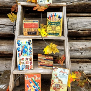 Back to school decor- vintage style- vintage crayons- vintage tiered tray decor