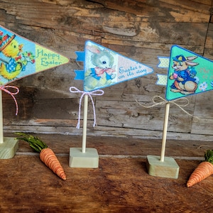 Vintage easter Flags- Easter Tabletop flags- Vintage Easter home decor
