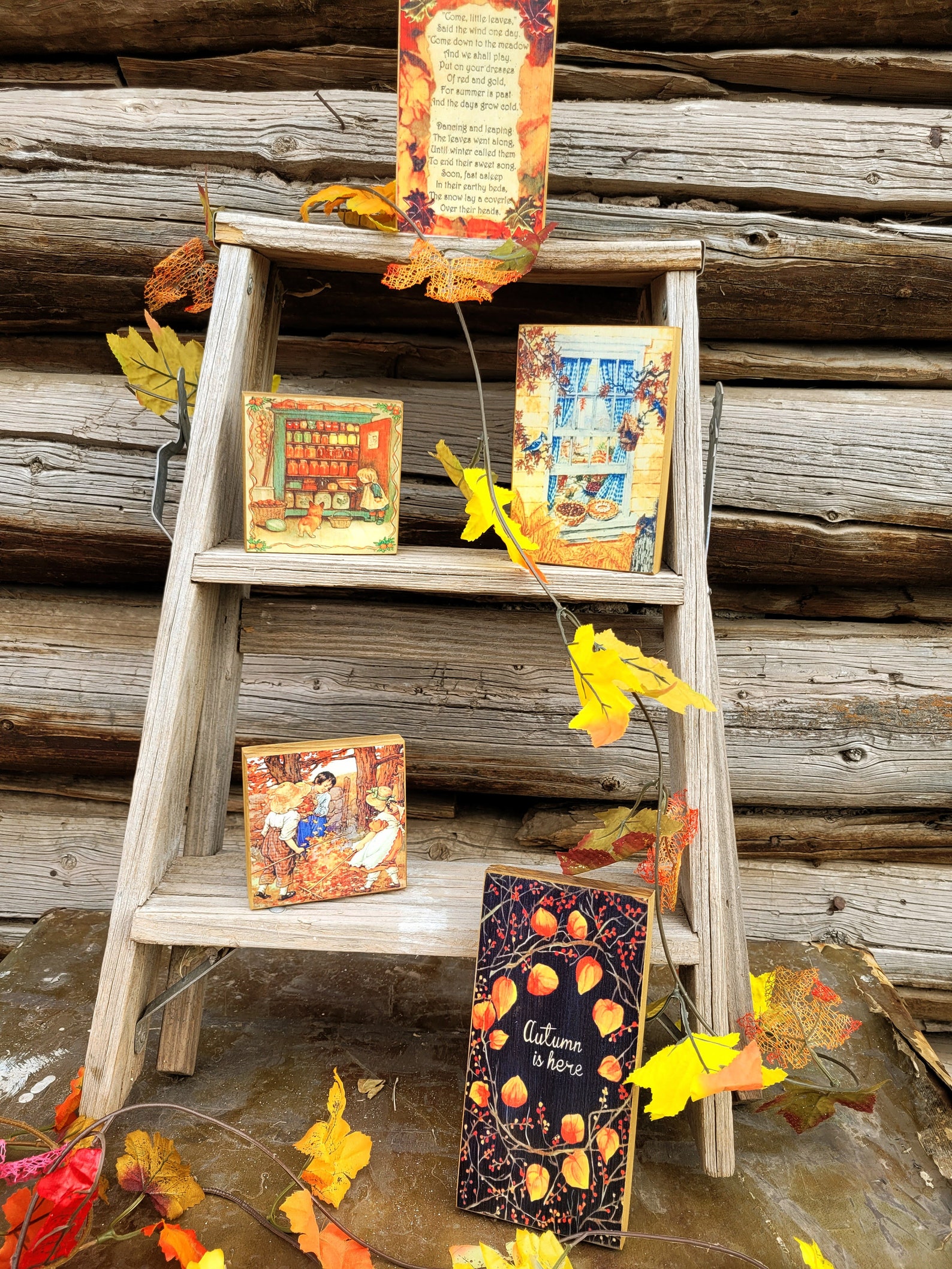 Fall Home Decor Wood Blocks Vintage Style Fall Tiered Tray - Etsy