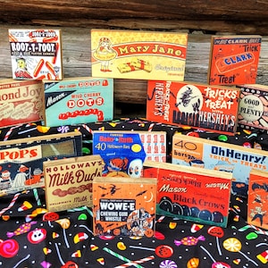 vintage Halloween candy wood blocks- halloween tiered tray- halloween decor-retro halloween