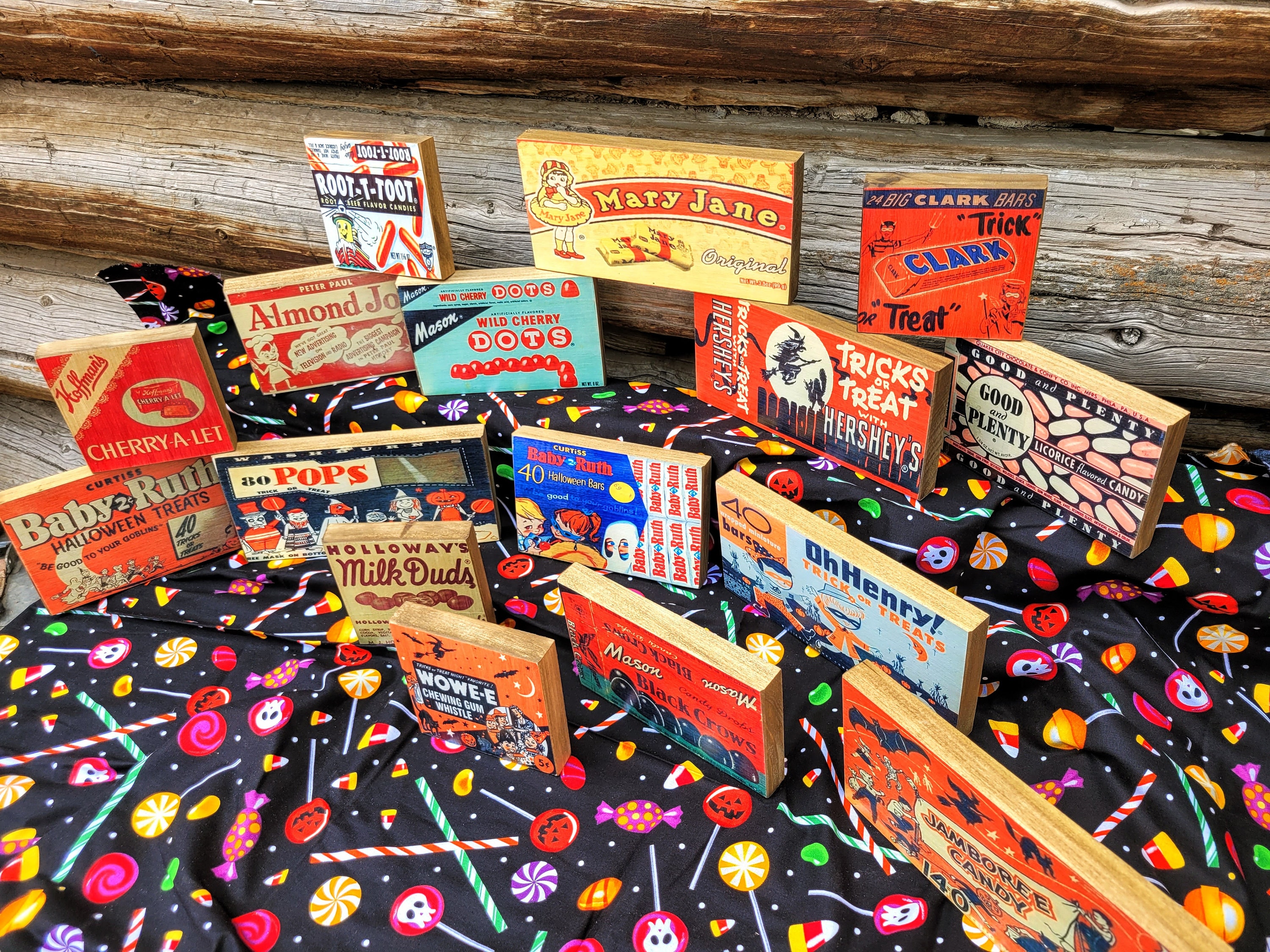Vintage Halloween Candy Wood Blocks- Halloween Tiered Tray  display picture 1