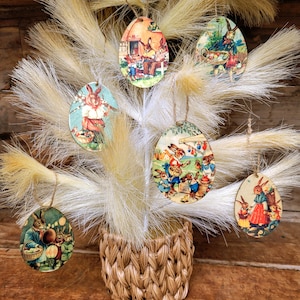 Vintage Easter Bunny Egg Ornaments- Easter tree- Vintage style easter decor