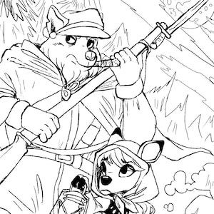 The Deer and the Wolf Coloring Page