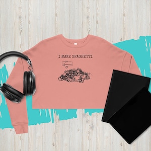I make spaghetti 3D printing Crop Sweatshirt