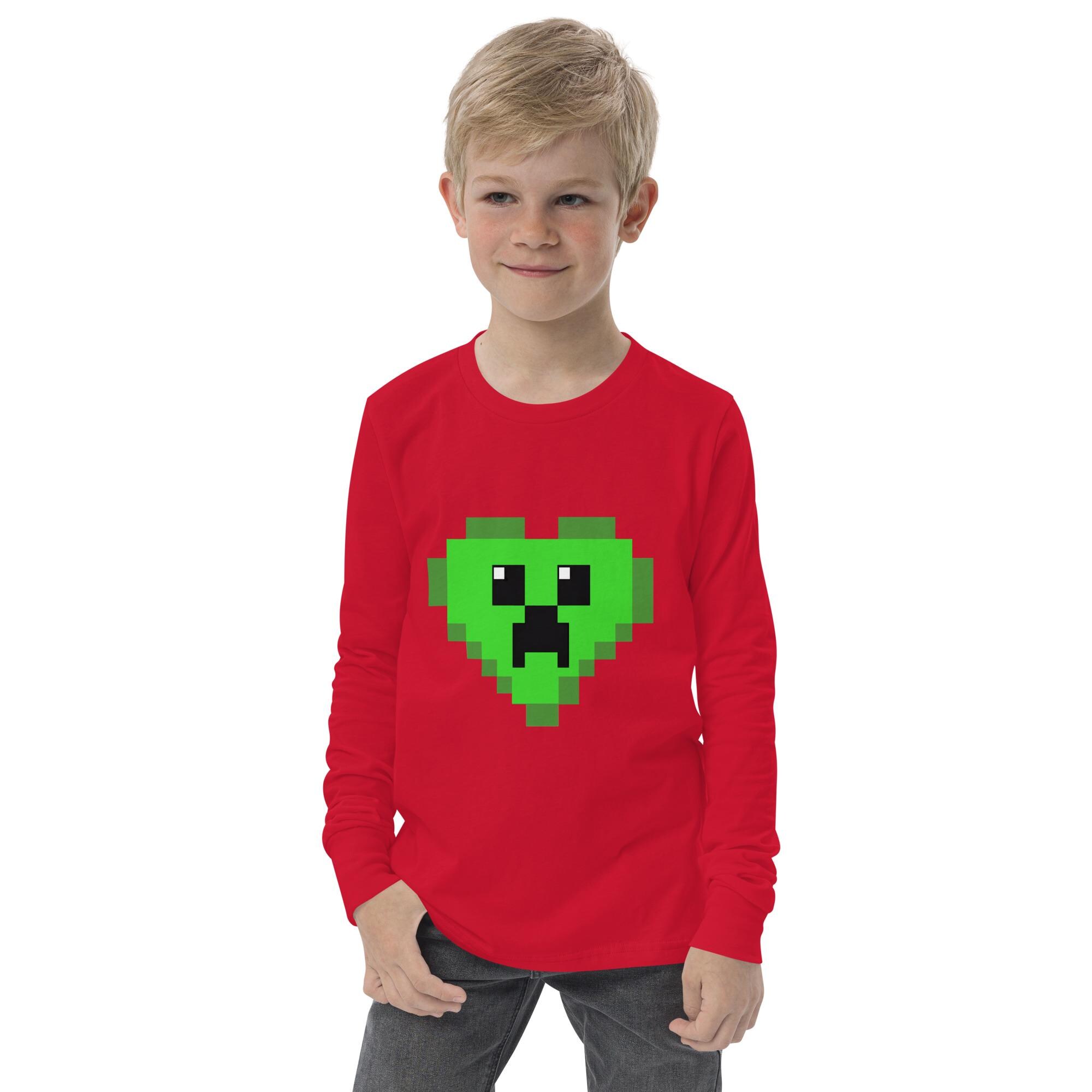 Kids Valentine’s Day gaming heart Youth long sleeve tee