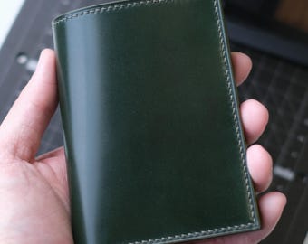 8Slot Shinki Hikaku Shell Cordovan Japanese Horsebutt Vertical Wallet, Leather Vertical Wallet, Simple Wallet for Men, Minimalist Wallet