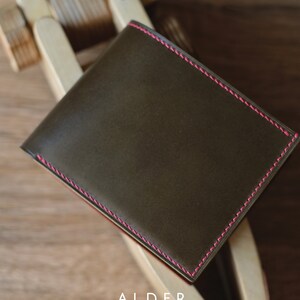 Shinki Hikaku Shell Cordovan Carteira japonesa Horsebutt Bifold, Carteira de couro Bifold, Carteira simples Bifold para homens, Carteira minimalista
