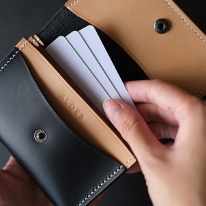 Leather Business Card Holder, Minimalist Card Holder For Men, Leather Card Holder For Women, Business Leather Card Case image 1