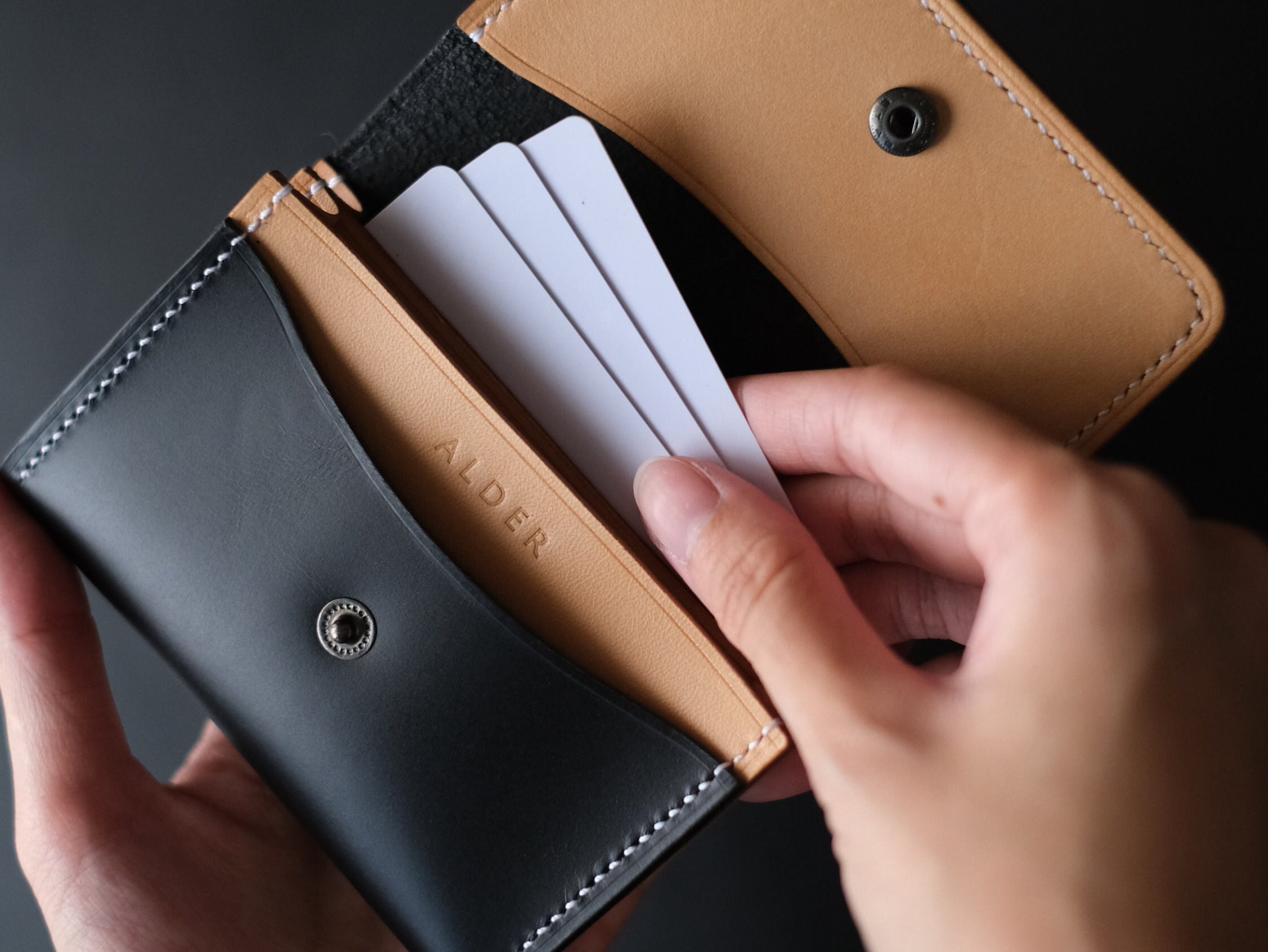 Leather Business Card Holder Minimalist Card Holder for Men - Etsy