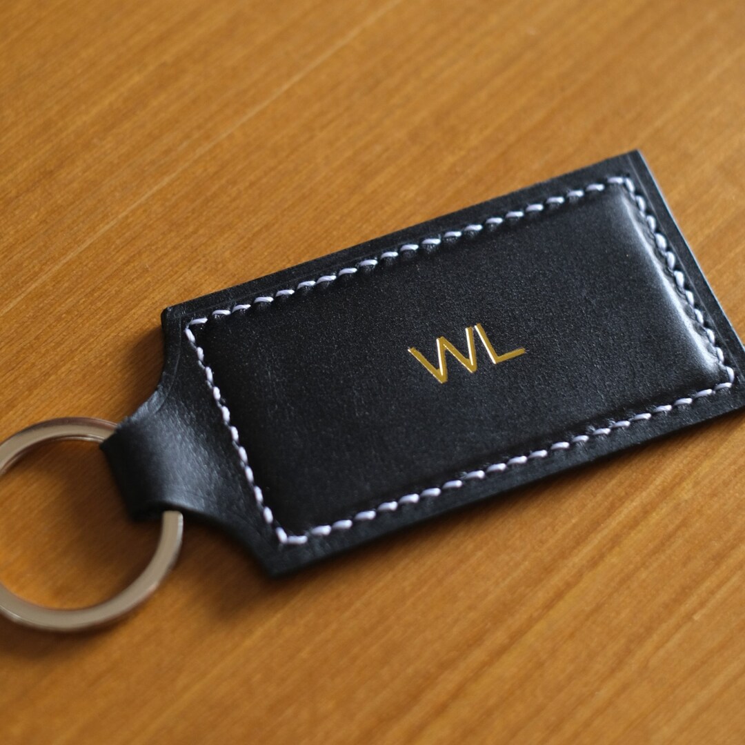 Personalized Leather Padded Key Ring, Leather Key Chain, Minimalist Key