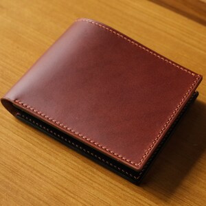 Cartera de dos tonos con solapa y cierre de cremallera Signature, cartera de piel italiana Buttero con solapa y cierre de cremallera, piel curtida vegetal