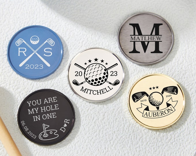 Personalized Golf Ball Marker Boyfriend Gift Coach Gifts for Dad Golf Gifts for Men Custom Golf Ball Marker,Engraved name golf Ball Marker