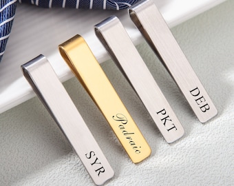 Personalized Tie Clips,Engraved Name Tie Clip,Groomsmen Tie Clip,Men Tie Clip,Custom Tie Bar Clip On Tie,Silver Tie Bar Men,Groomsmen Gifts